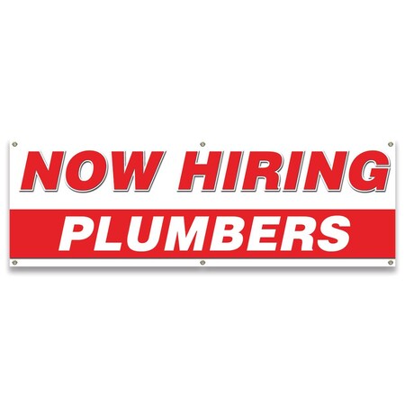 Signmission Now Hiring Plumbers Banner Apply Inside Accepting Application Single Sided B-72-30291